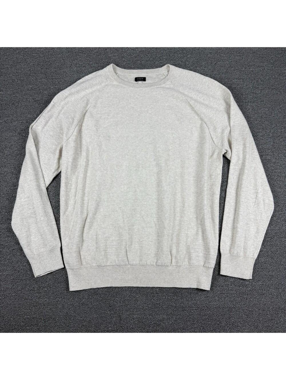 J. Crew Tan Crewneck Long Sleeve Sweater Men's XL Cotton Preppy Academia